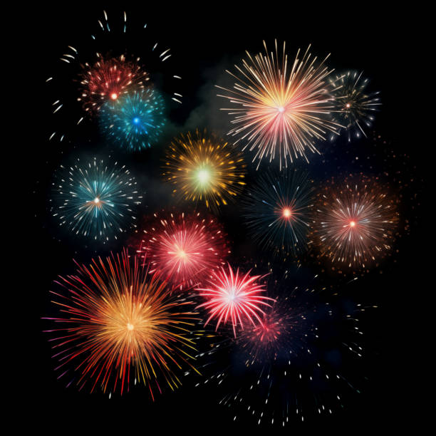 istock DIfferent colros and types of fireworks in the sky background 2160358799