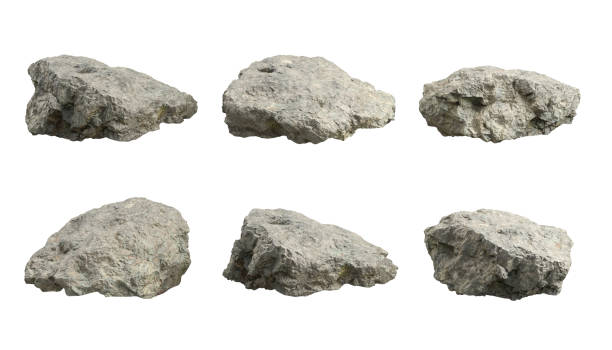 istock Isolated on white background realistic nature rocks shapes 3d rendering 2160381893