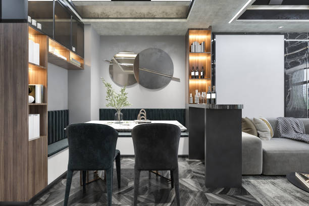 istock Creating a Timeless Look Luxury Dining Room Interior Design with a Classic Craft Wooden Table and Chairs 2160382063