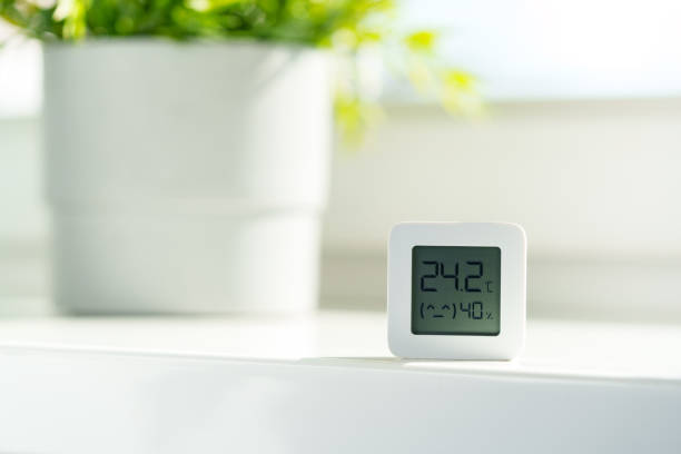 istock White Digital Thermometer Displaying Room Temperature and Humidity 2160382072