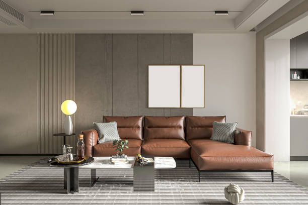istock Industrial Chic Designing a Living Room Interior in Loft Style with 3D Render 2160382167