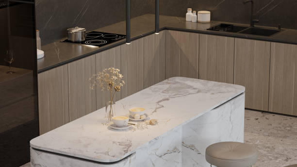 istock Open kitchen top view illustration for a smart living ideas and basin sink attach design 2160382797