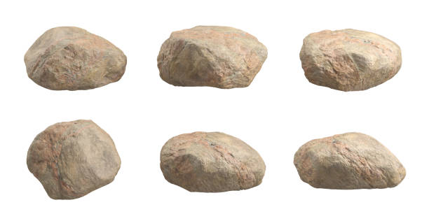istock Isolated on white backgrounds boulders stones shapes 3d illustration 2160382948
