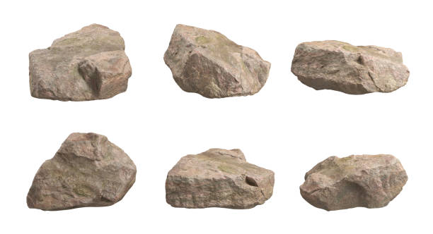 istock Sand stones shapes isolate white backgrounds 3d illustration 2160382966