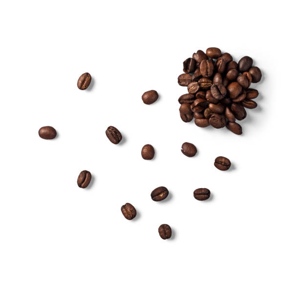 istock Coffee beans isolated on white background. Top view 2160385182