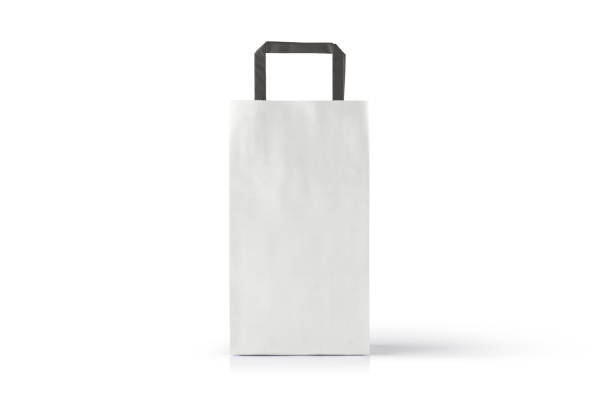 Clean bag with handle mockup. Vector illustration isolated on white background. Ready for your design. Suite for the presentation of foods, fillers, grocery bag