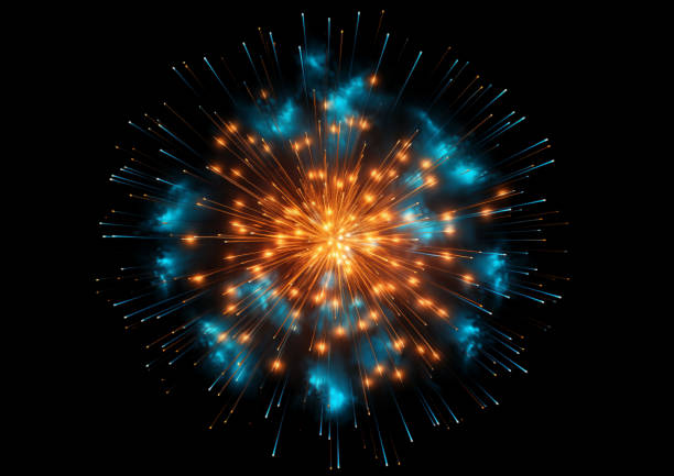 DIfferent colros and types of fireworks in the sky background