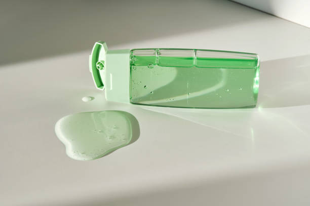 istock Shower gel or shampoo on a white background with sun light. 2160401966