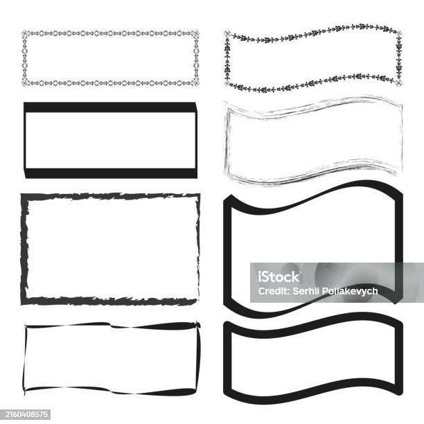 Rectangle Frame Set Black Vector Collection Decorative Border Designs ...