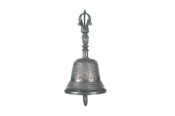 istock Old traditional metal bell Tibet isolated on white 2160409780