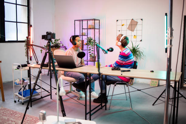 istock Recording a podcast in a home studio 2160415823