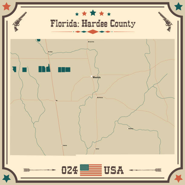 Large And Accurate Map Of Hardee - Large And Accurate Map Of Hardee County Florida Usa With Vintage Colors 