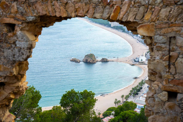 istock Scenic Mediterranean view: palm trees and crystal-clear sea 2160418078