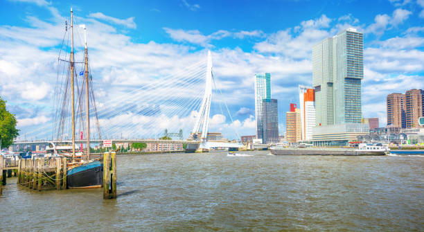 Erasmusbrug bridge (Erasmusbrug) over river Maas in Rotterdam, Netherlands