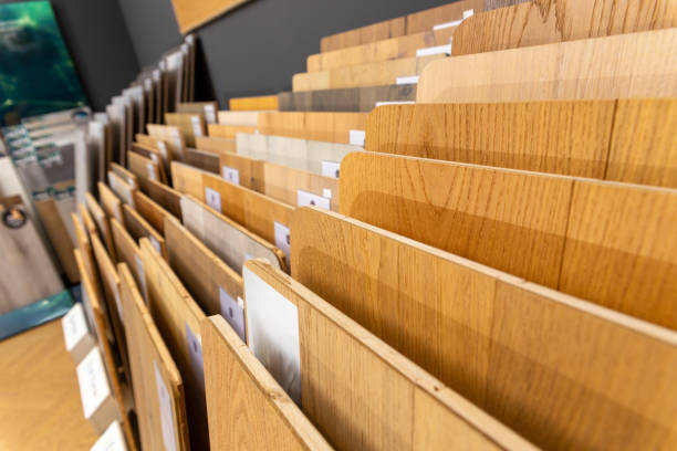 istock Samples of laminate or parquet with a pattern and wood texture for flooring 2160421217