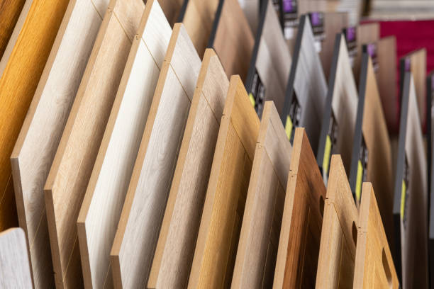 istock Samples of laminate or parquet with a pattern and wood texture for flooring 2160421282