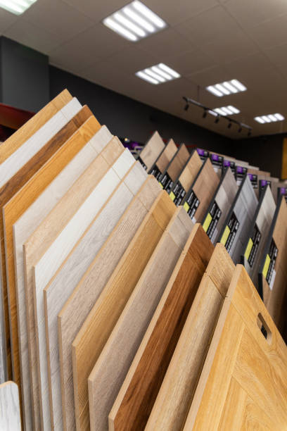 istock Samples of laminate or parquet with a pattern and wood texture for flooring 2160421613