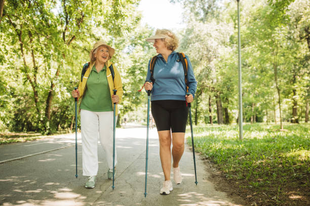 istock Happy senior women hiking 2160423450