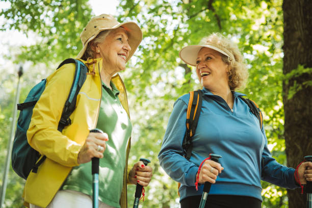 istock Happy senior women hiking 2160423529