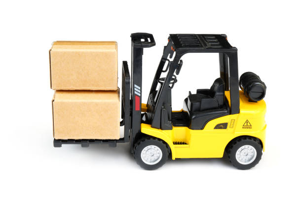 istock Forklift truck with carton boxes isolated on white background 2160426537