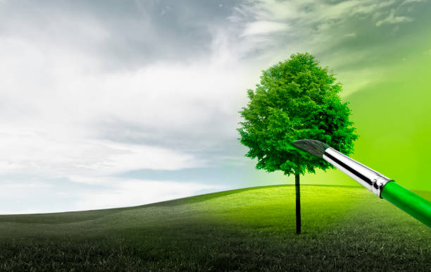 istock brush paints a landscape green 2160427402