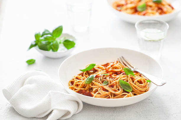 istock spaghetti with tomato sauce, traditional italian pasta 2160427535