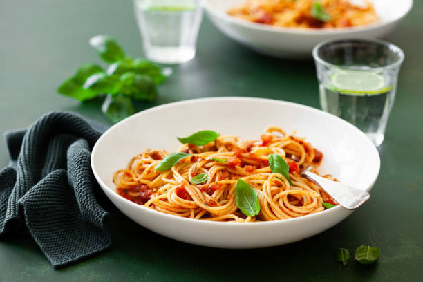 istock spaghetti with tomato sauce, traditional italian pasta 2160427551