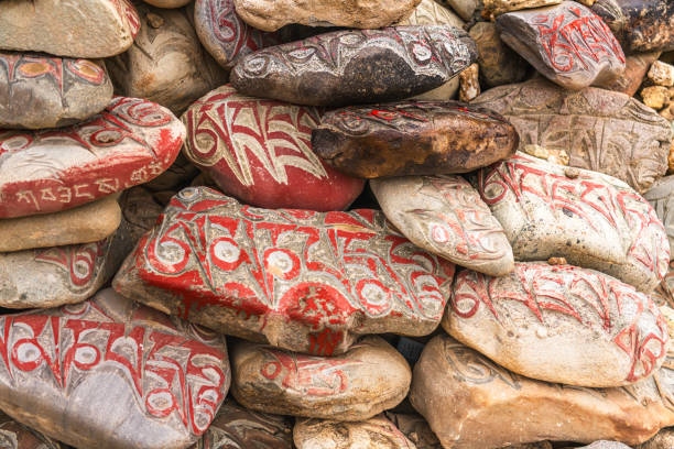 Free picture: Buddhist prayer stones with Tibetan inscriptions, the ...
