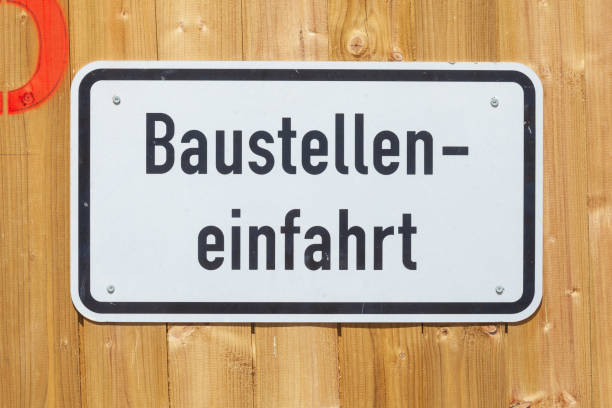 Construction site entrance sign, Germany