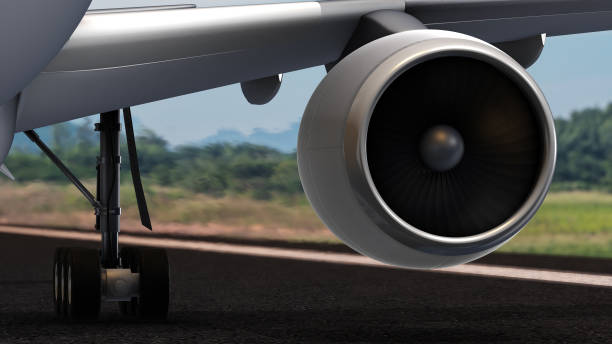 istock Close up View of Airplane jet Engine on runway 2160430316