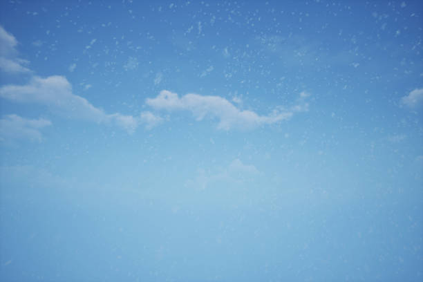 3D rendering of the winter sky with falling snow. 3D illustration of the winter sky.