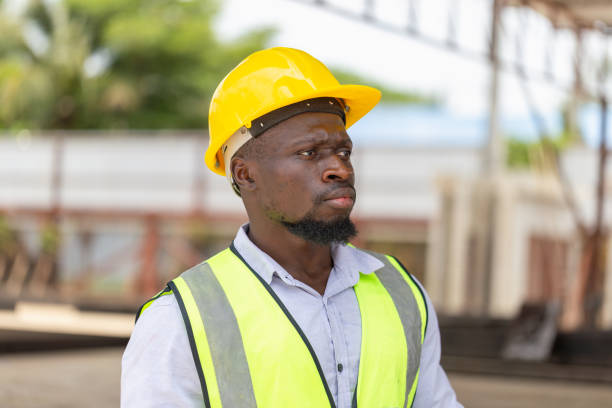 istock Engineer man in hardhats working at construction site, Foreman checking project at the precast concrete factory site 2160431169