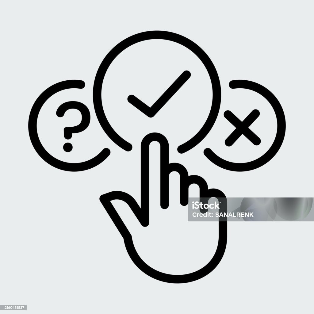 Clicking on checkmark. Validation, refusal, indecisive icon. Endorsing, reject, accept. - 免版稅決定圖庫向量圖形 Clicking on checkmark. Validation, refusal, indecisive icon. Endorsing, reject, accept. - 免版稅決定圖庫向量圖形