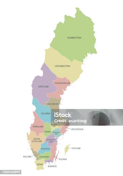 Postcode Map Sweden Vector Regional Map Of Sweden With Counties And Administrative ...