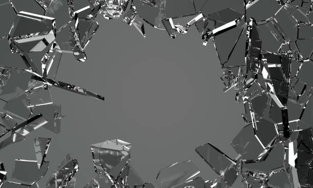 istock 3d broken glass shatters flying pieces on black background render. Smithereens breaking crystal or ice, explode window shard fragments, sharp mirror debris of abstract shape in motion 2160445790