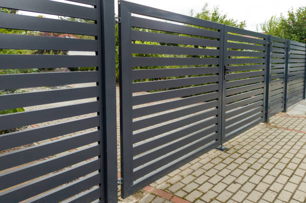 istock Modern Metal Fence for Yard Fencing 2160449818