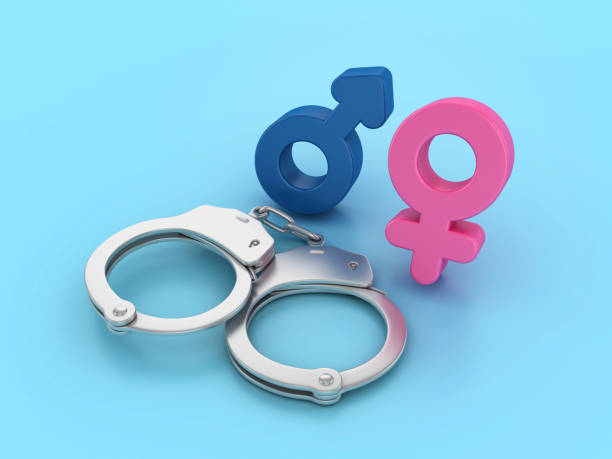 istock 3D Handcuffs with Gender Symbol 2160450301