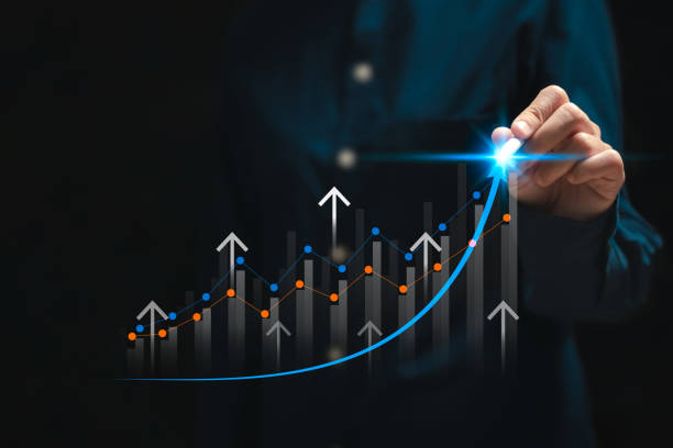 istock Business graphs statistics analyze business potential concepts, Businesswomen plan and analyze charts of business target growth, Marketing performance, Profit,  Financial, Next year's goal-setting 2160451081
