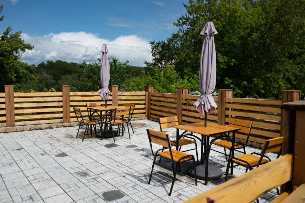 Summer open-air cafe without people
