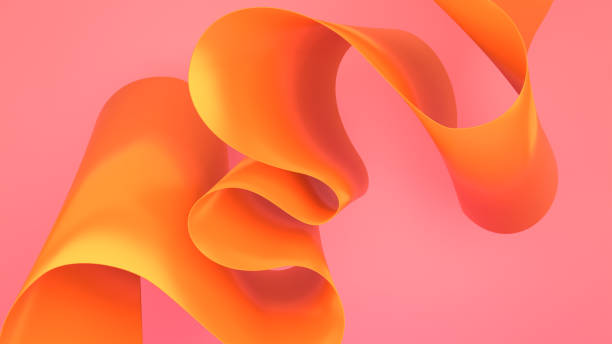 istock Orange ribbon in motion on pink background. 3D render. 2160458335