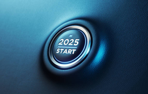 2025 Car Start Button On Dashboard;  2025 New Year Concept