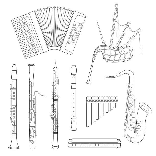 1,500+ Drawing Of The Recorder Instrument Stock Illustrations