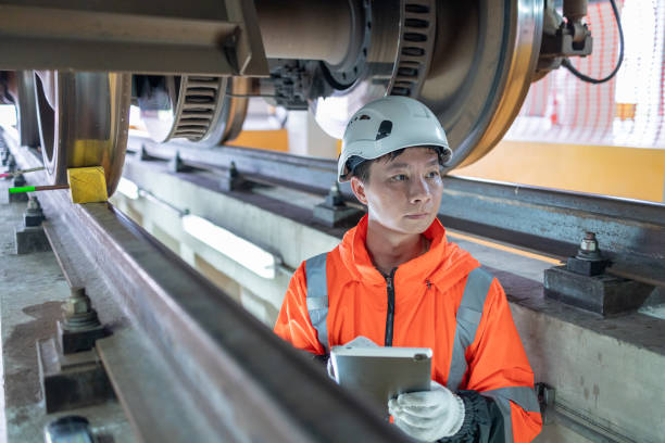 istock Railway technicians inspect the suspension brakes and axle stability control systems of electric locomotives to ensure they are ready for use. 2160462489