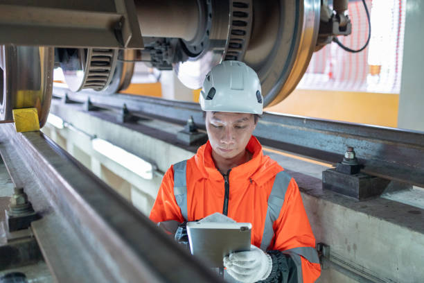 istock Railway technicians inspect the suspension brakes and axle stability control systems of electric locomotives to ensure they are ready for use. 2160462500