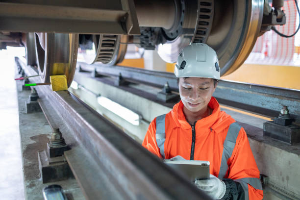 istock Railway technicians inspect the suspension brakes and axle stability control systems of electric locomotives to ensure they are ready for use. 2160462518