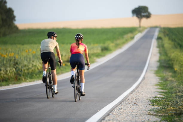 istock Two road cyclists having a cycling exercise. 2160463819