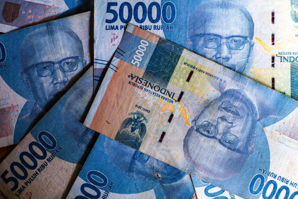 istock Stack of Indonesian fifty thousand rupiah banknotes 2160467327