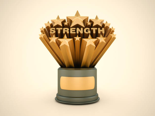 istock Gold Stars with Strength Word on Trophy 2160467338