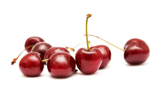 Dark red sweet cherries isolated