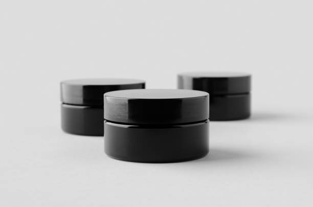 istock Black glass cream jar packaging mockup. 2160475437